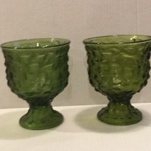 2 vintage crinkle glass vases